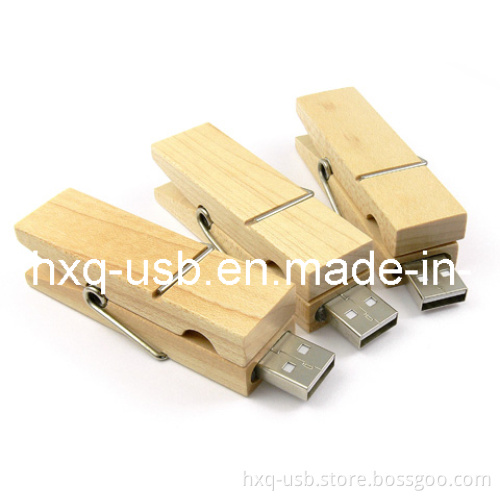 Clamp Wooden USB Flash Drive